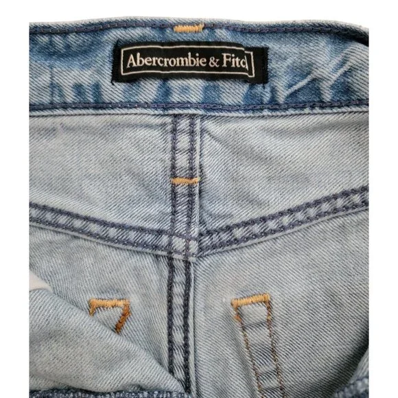 Abercrombie & Fitch Womens Distressed Denim High Waisted Button Fly Shorts Sz 24 - Picture 5 of 8